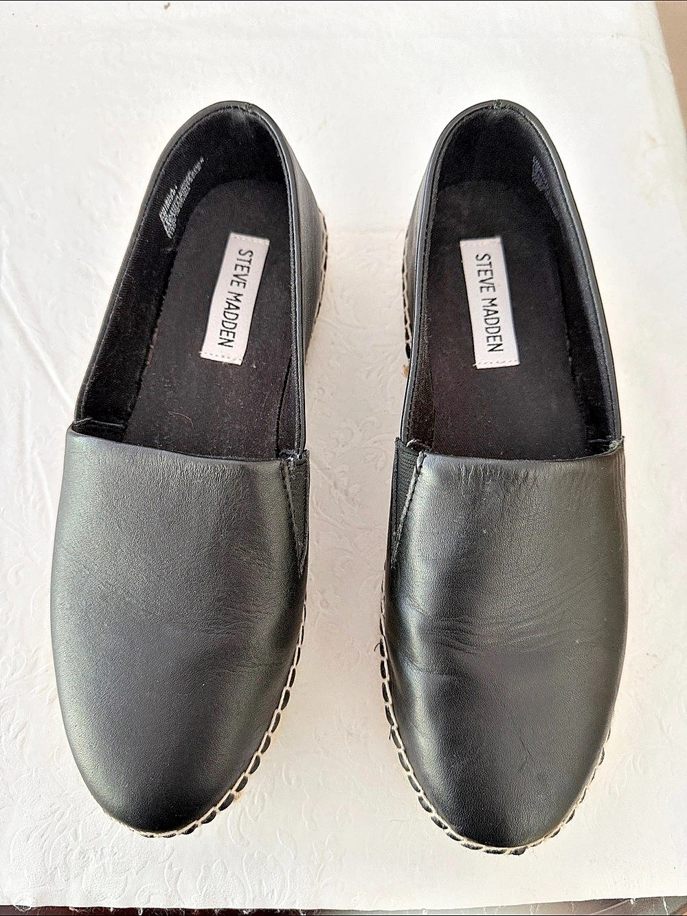 Steve Madden Black Espadrille Slip-On Flats Like New